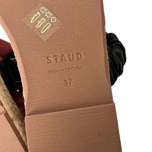 STAUD Black Maya Ruched Espadrille Slides Sz 37 - Picture 6 of 7